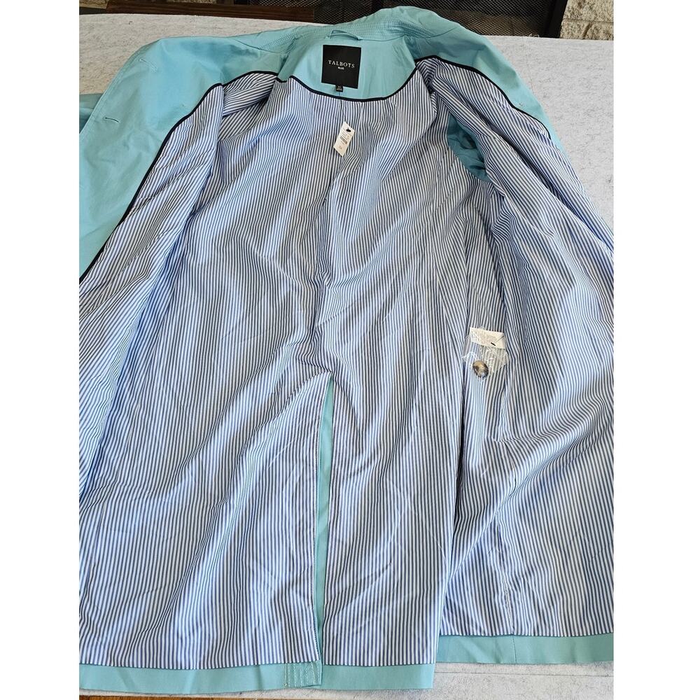 Talbots Classic Trench Coat Jacket, Turquoise, Tortoise Buttons, Plus Sz 3X - Picture 9 of 12